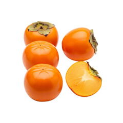 Group of persimmon fruits isolated On Transparent Background