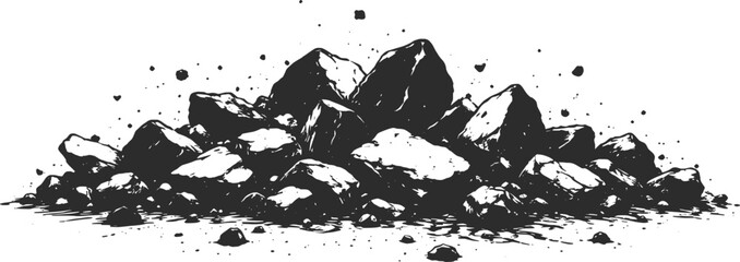 Rock Pile Debris Illustration Crushed Stones Rubble Graphic. © NASRIN