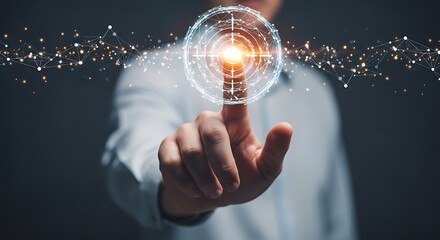 Businessman interacting with futuristic target interface