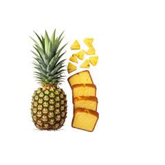 Pineapple and cake slices On Transparent Background