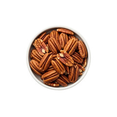 Pecan nuts in a white bowl