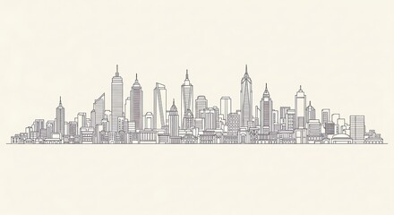 Modern city skyline with sleek skyscrapers illustration