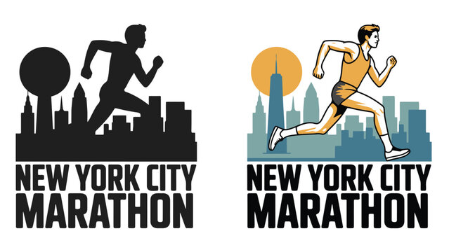 Two logos for the New York City Marathon are displayed side by side