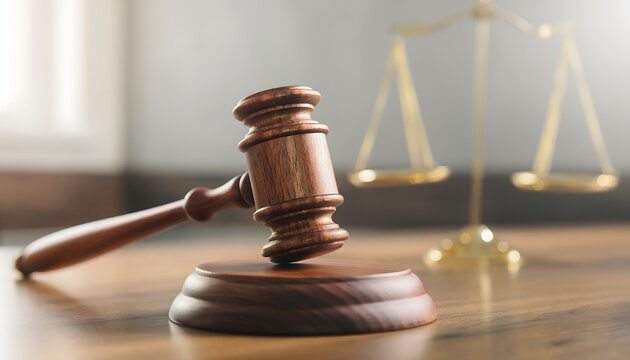 judge gavel with scales of justice representing law authority and legal system