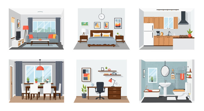 Modern Home Interior Design Elements Collection.