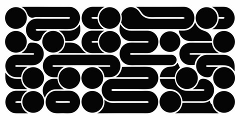 Abstract pattern of interconnected black organic shapes and rounded forms © Asit