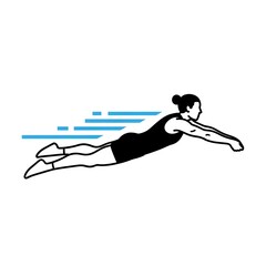 Fototapeta premium Dynamic Female Swimmer Icon Vector High-Speed Water Sport Illustration