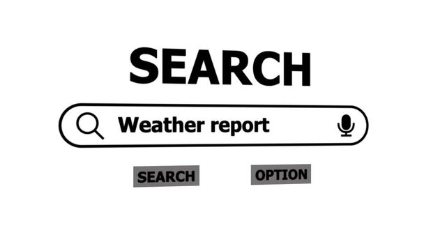 Weather Report Search Interface with Microphone and Search Bar Animation Concept microphone search interface. 4k animation motion graphics video.