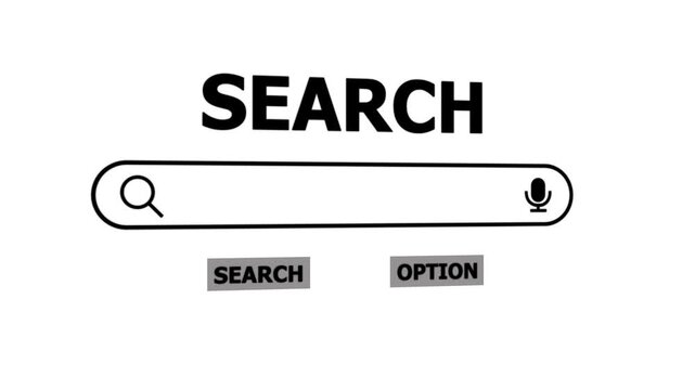 Search Bar with Nearby Restaurants Query on Computer Screen for Navigation and Location Based Services . 4k animation motion graphics video.