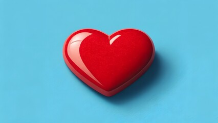 Red heart on blue background for valentines's day.