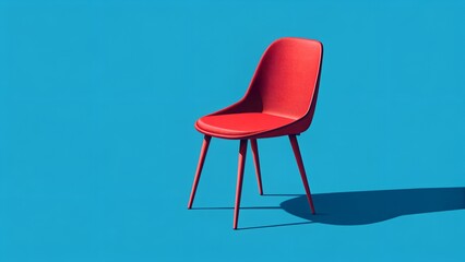 Red chair isolated on blue background.