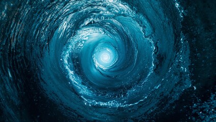 Swirling Water Vortex with Glowing Aquatic Energy Core