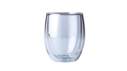 Double Wall Glass Cup Represents Modern Cafe Drinkware isolated on white PNG