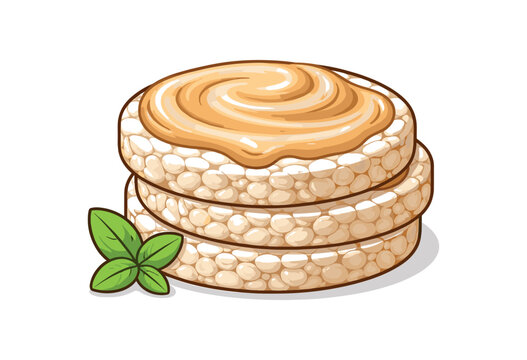 colored flat icon vector illustration rice cakes stacked with thin peanut free spread low fodmap snack