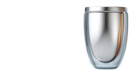 Double Wall Glass Cup Highlights Minimalist Glass Craft isolated on white PNG