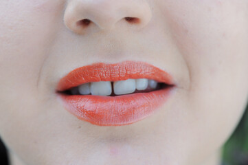 Fototapeta premium Young Adult Teen Face and Lips. Happy Smile