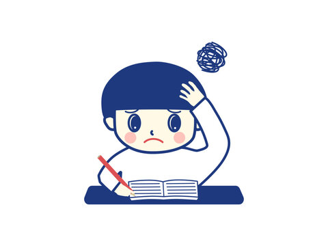 勉強がわからなくて悩んでいる男の子