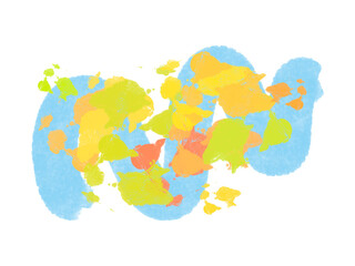 ポップなカラフルインクの抽象的な背景フレーム　ブルー、イエロー