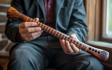 Man Playing Traditional Sheng Instrument