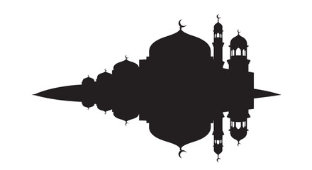Islamic mosque silhouette with minarets and domes on white background © NazmaStock 