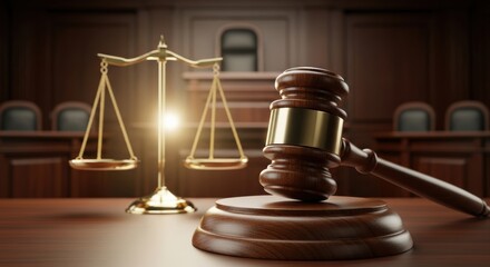 Courtroom Symbols of Justice: Gavel and Scales