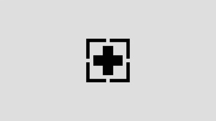 Obraz premium Simple Black Cross in Target Frame Icon Representing Medical Aid, First Response, Healthcare Services, or Emergency Assistance Isolated Vector Graphic