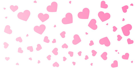 Background with Haotic Hearts, Pink Hearts, Romantic Background, Valentine's Day, Wedding, Transparent