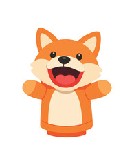 Fototapeta premium plush hand puppet animal with open mouth storytelling toy for children clean shapes. colored flat icon vector illustration
