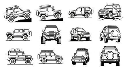 Collection of Off Road Vehicle Illustrations. © Ahmad