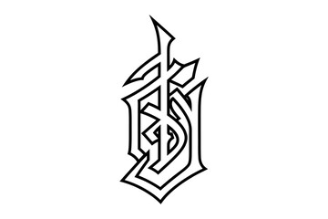 Fototapeta premium A stylized black and white logo with intricate design elements
