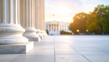 Obraz premium Presidents' day background featuring historic columns and soft golden light