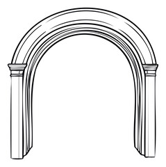 Naklejka premium Elegant black outline drawing of a classic architectural archway frame suitable for traditional decorative design projects, event invitations, or educational historical context displays