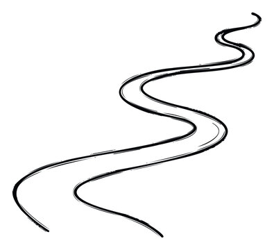Dynamic hand drawn S shaped road graphic with an expressive brush texture, perfect for indicating movement or a path forward in presentations or web layouts