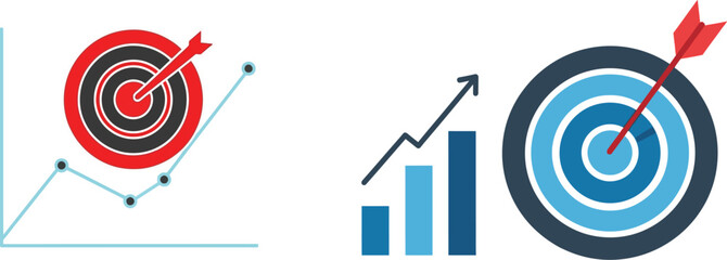 Business Growth and Success Concept: Targets, Arrows, and Charts