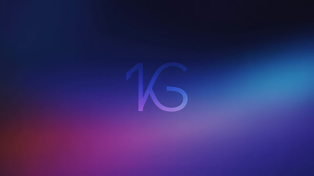 Abstract blurry gradient background with vibrant blue, purple, and red hues, featuring a subtle "1G" graphic element, symbolizing speed or generation.