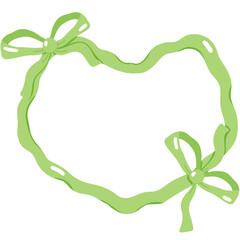 Green Ribbon Bow with Coquette Aesthetic Border Ribbon Crest 