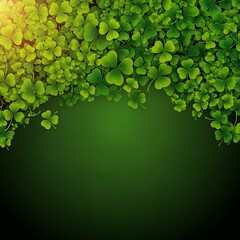 A lush green foliage border with leaves framing a dark background.