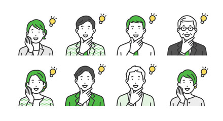 納得,ビジネス男女アバターアイコンセット