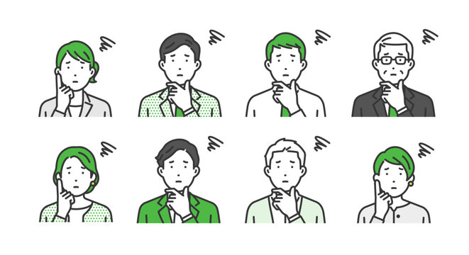 困る,ビジネス男女アバターアイコンセット