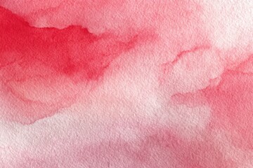 Red Watercolor Paper Texture - Washed Abstract Design with Gradual Color Saturation from White to Intense Red on Fine Art Paper Canvas Surface for Unique Background
