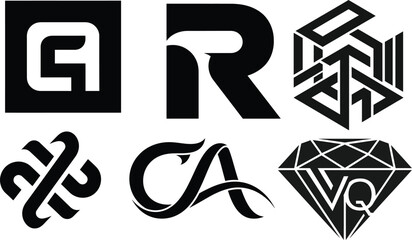 Modern Geometric Logos and Emblems: Monogram, Symbol, Diamond, Abstract