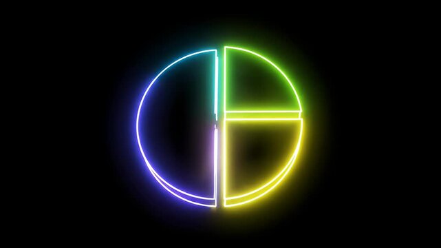 Neon Circle Pie Chart Visuals in Bright Colorful Light.