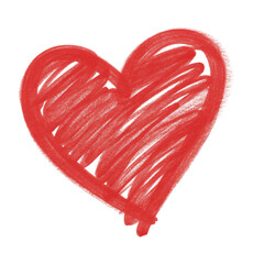 Red heart, Hand-drawn Love symbol for Valentine's Day, a Simple drawing expressing affection and passion on a white background.