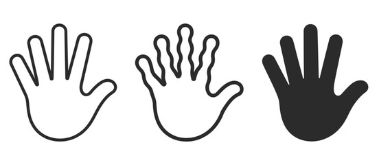 Fototapeta premium Handprint icons set isolated on white background, featuring hand symbols in clean vector illustration style for design, education, creativity, and digital interface projects.