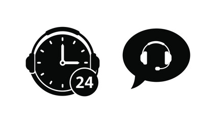 Time and communication icons as black shapes a striking silhouette © Hiron