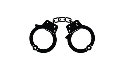 Black handcuffs displayed against a white background a striking silhouette © Hiron