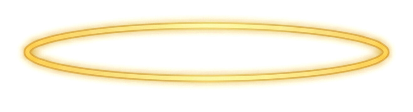 Golden glowing ring or halo light effect isolated on transparent background