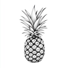Obraz premium Continuous line art drawing of pineapple, isolated on a white background.