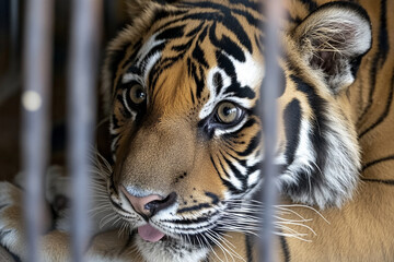 Obraz premium Tiger receiving medical care while sedated in a conservation facility for health evaluation and treatment