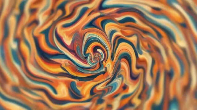 Abstract swirling pattern of vibrant orange, blue and cream colors